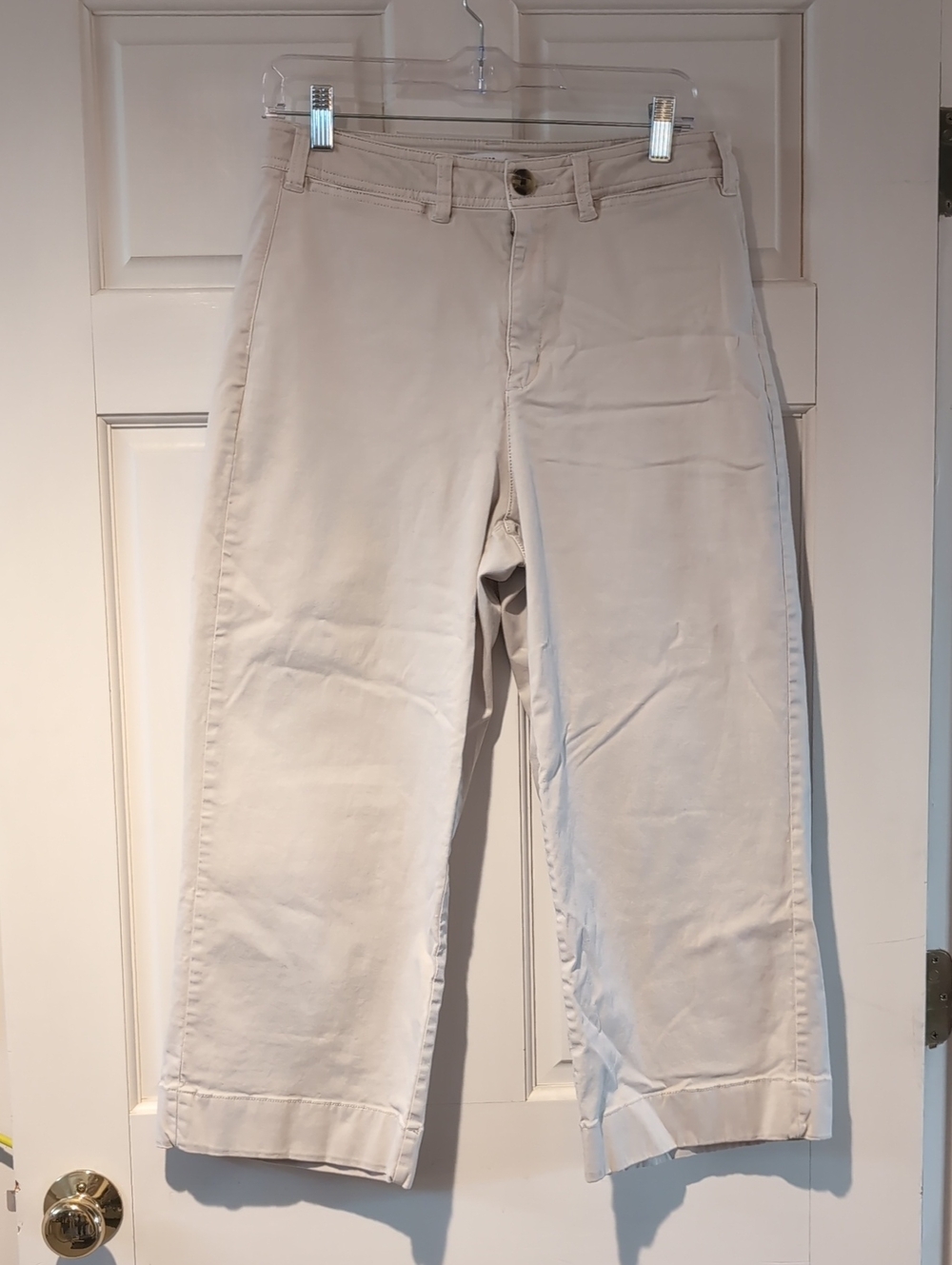 Sonoma Women's Wide Leg Crop Chinos, 10p, Light Khaki Color